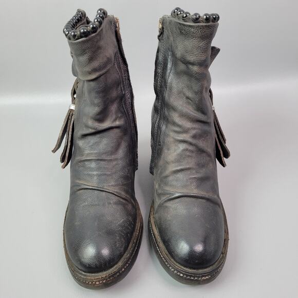 Airstep A.S 98 Black Leather Ankle Chuncky Heel Boots Womens EUR 36 US 5.5 - 6 - Picture 6 of 12